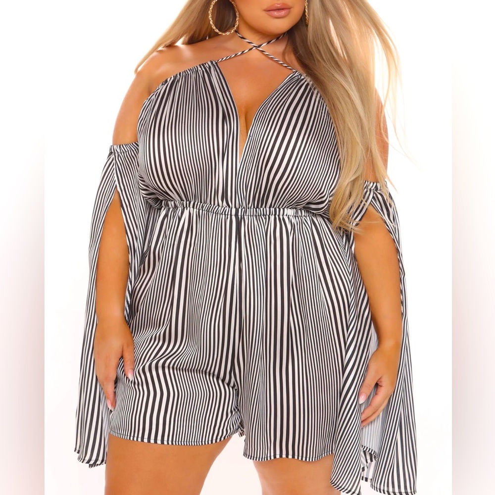 Striped Romper - Plus size